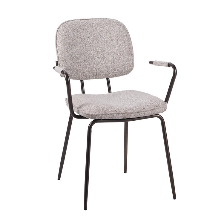 Eetkamerstoel Jethro gemêleerde stof off white/bruin