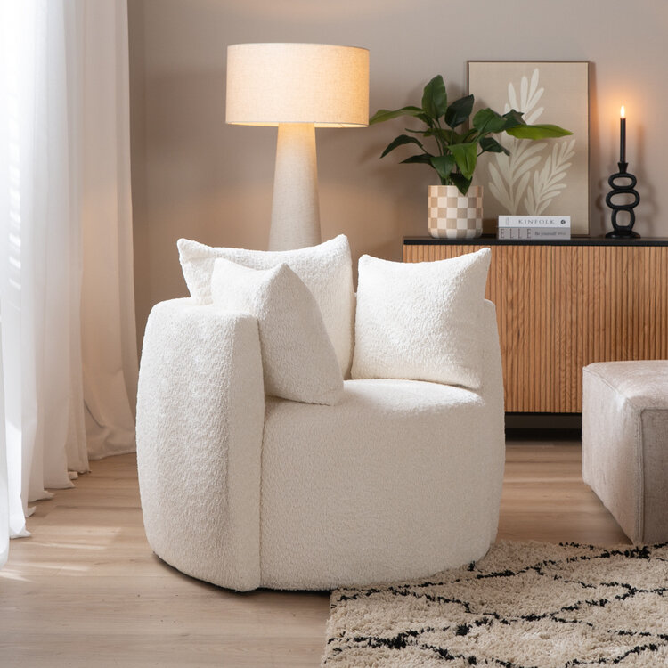 Teddy bouclé fauteuil Ruby wit