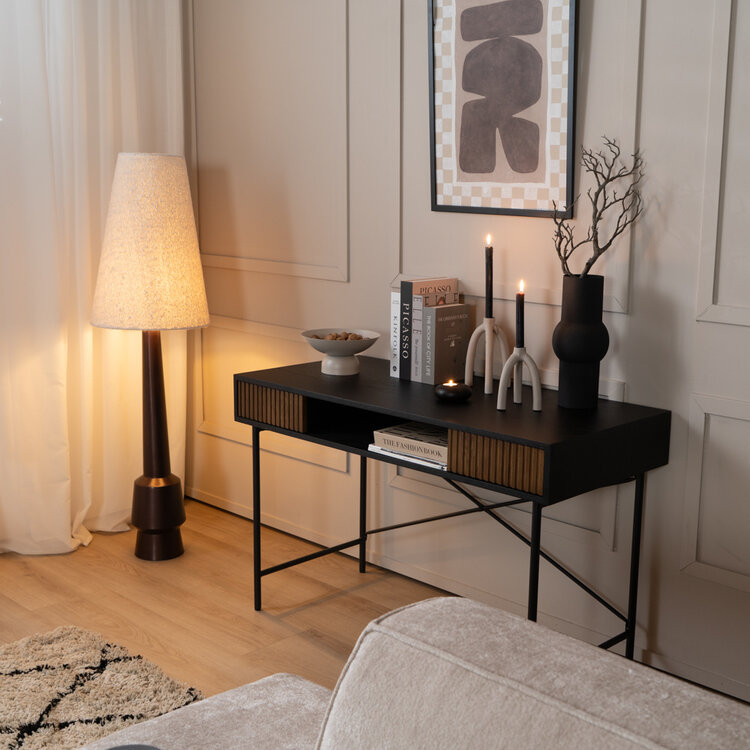 Bureau Maury zwart/rustiek eiken 120x55x77 cm