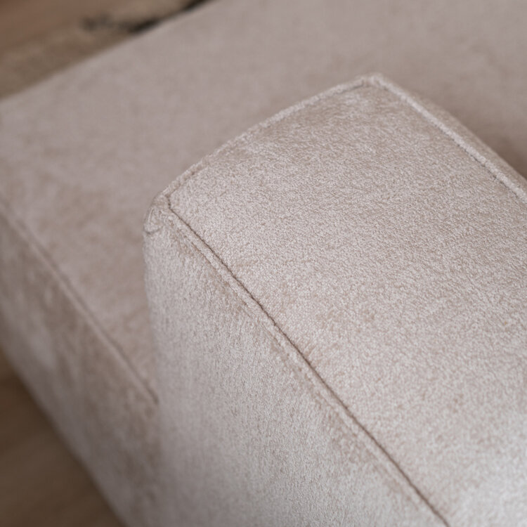 Hoekbank Memphis wit/beige stof chenille rechts