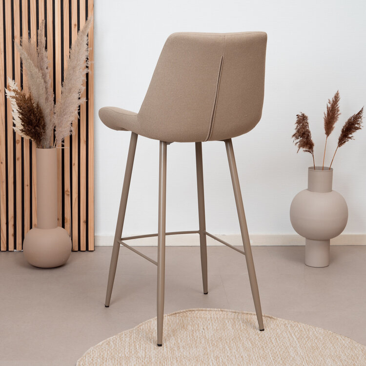 Scandinavische barkruk Maud gerecyclede stof taupe 74 cm