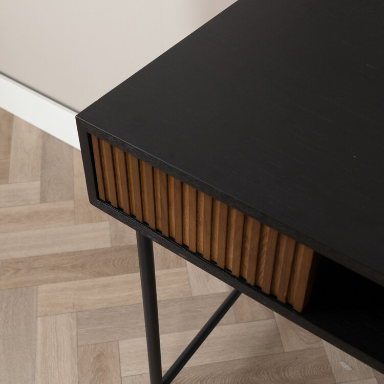 Bureau Maury zwart/rustiek eiken 120x55x77 cm