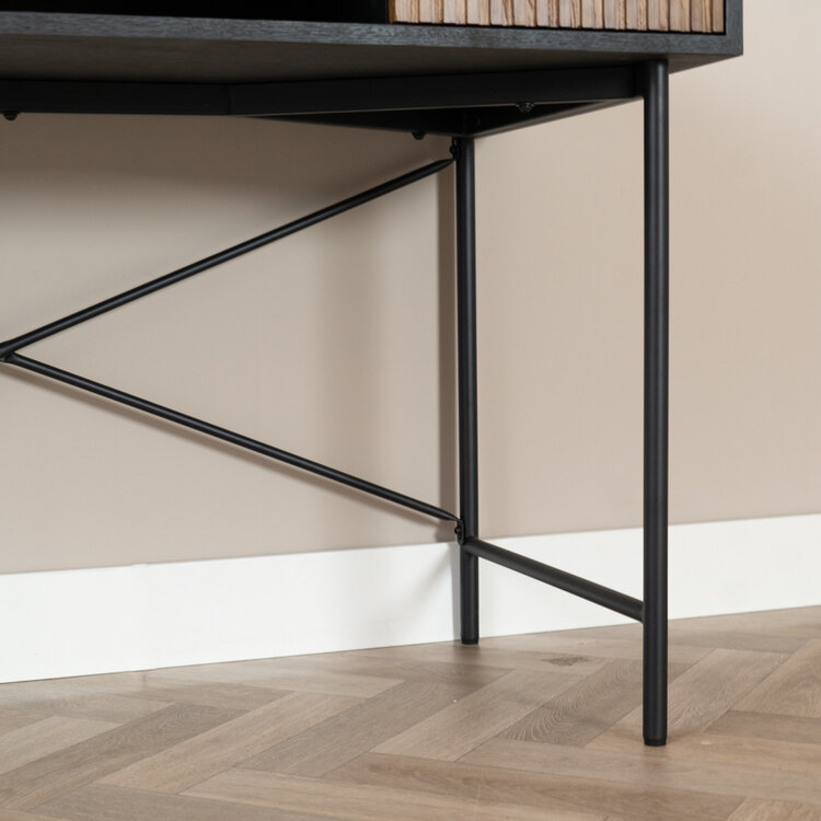 Bureau Maury zwart/rustiek eiken 120x55x77 cm