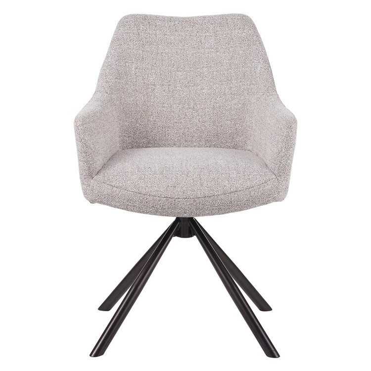 Draaibare eetkamerstoel Kay draaibaar gemêleerde stof off white/bruin