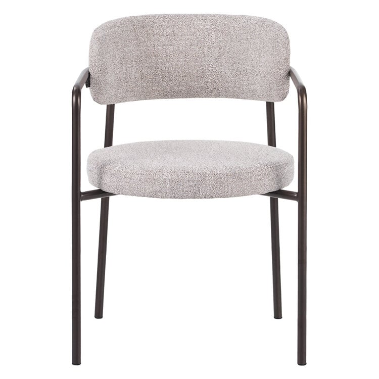 Eetkamerstoel Gio gemêleerde stof off white/bruin