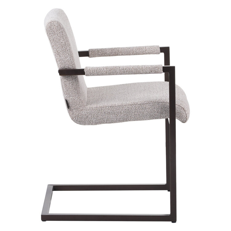 Eetkamerstoel Lio gemêleerde stof off white/bruin