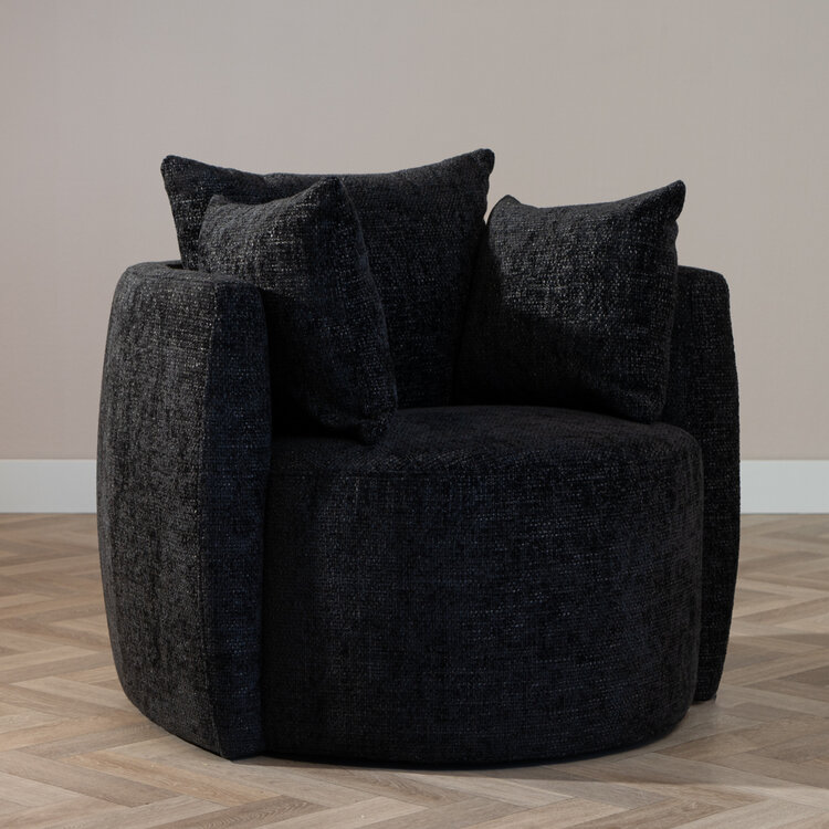 Fauteuil Ruby chenille stof zwart