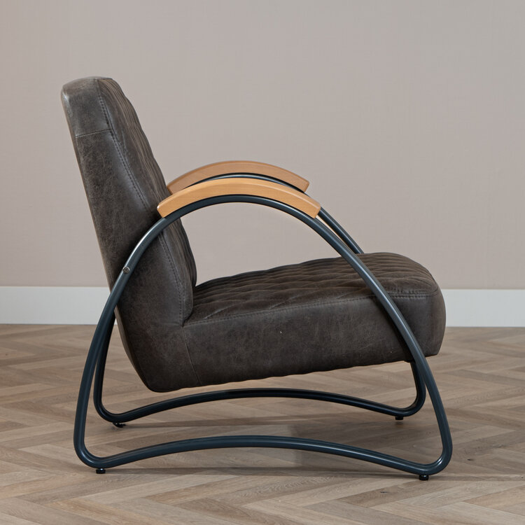 Industriële fauteuil Ivy eco-leer antraciet