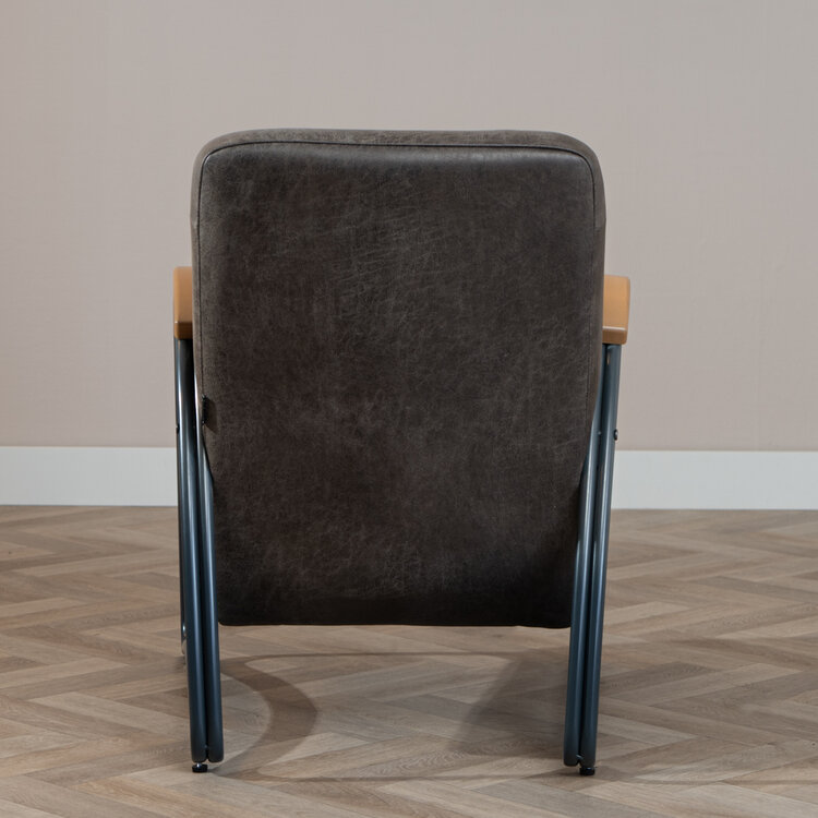 Industriële fauteuil Ivy eco-leer antraciet