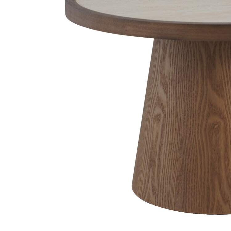 Salontafels Mae set van 2 Ø50 en Ø62 cm travertin/rustiek eiken