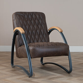 Industriële fauteuil Ivy eco-leer bruin