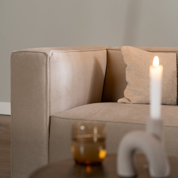 Velvet hoekbank Memphis beige rechts