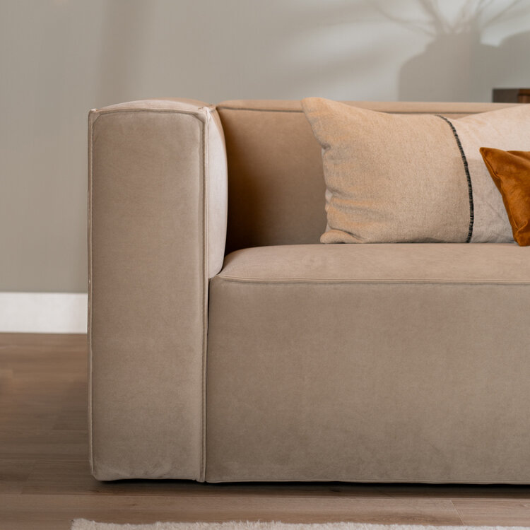 Velvet hoekbank Memphis beige rechts
