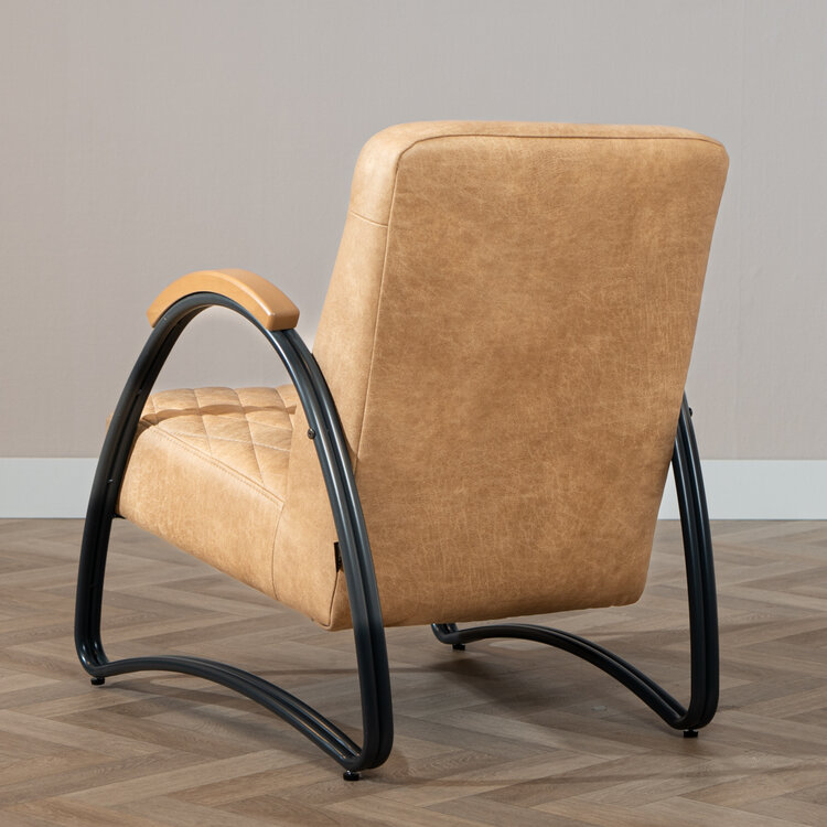 Industriële fauteuil Ivy eco-leer beige