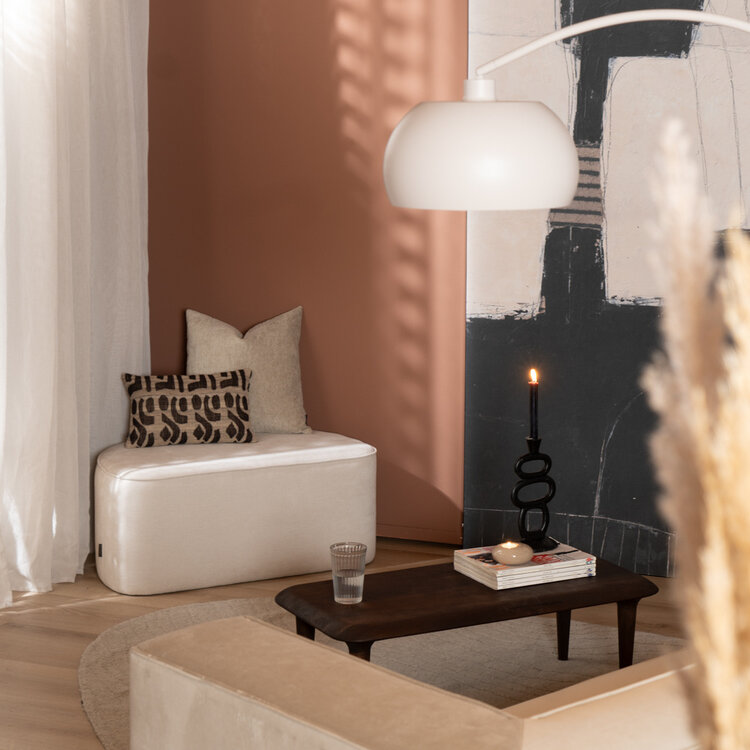 Hocker Neso halve maan stof gemêleerd beige