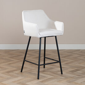 Scandinavische barkruk Andor gerecyclede stof off white 65-78 cm