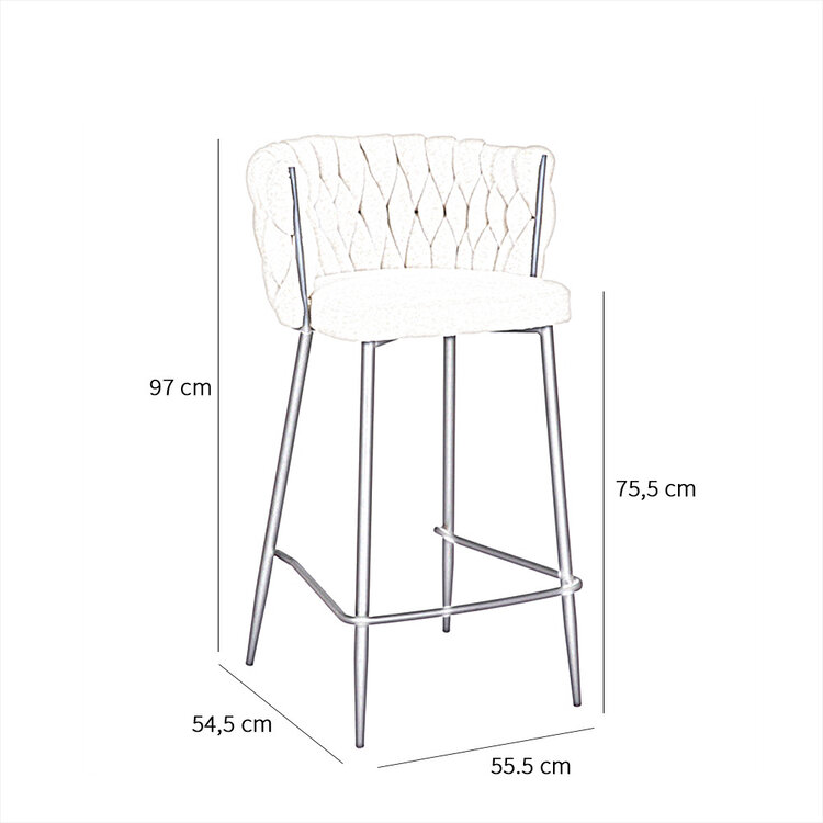 Barkruk River chenille beige 75cm