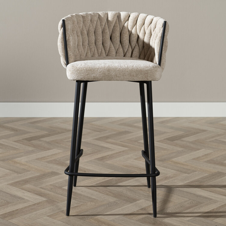 Barkruk River chenille beige 75cm