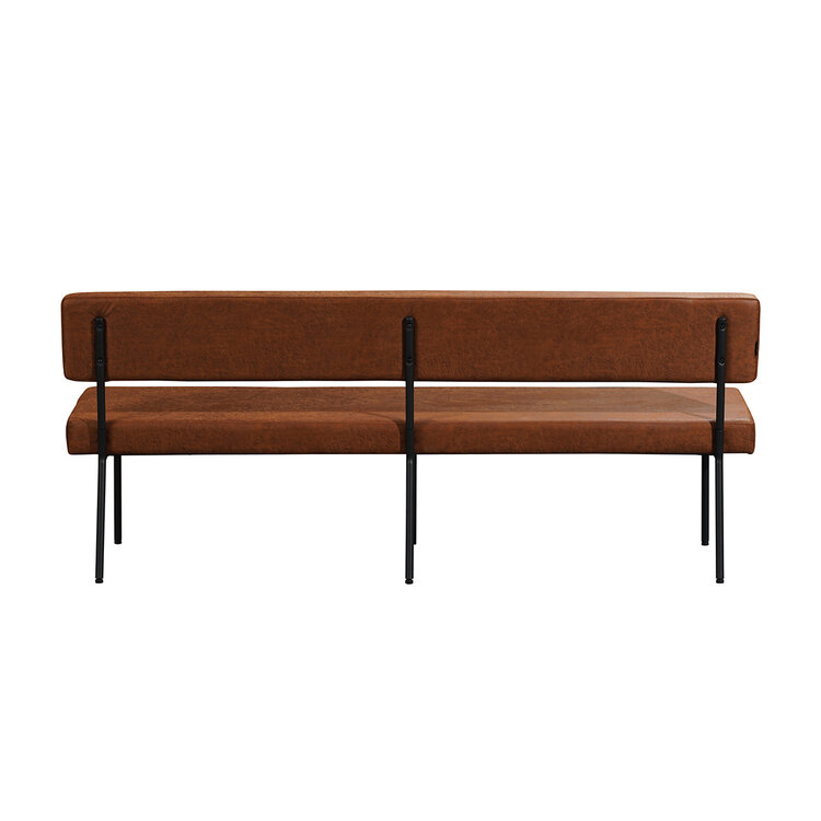 Industriële eetkamerbank Espen cognac eco-leer 190 cm