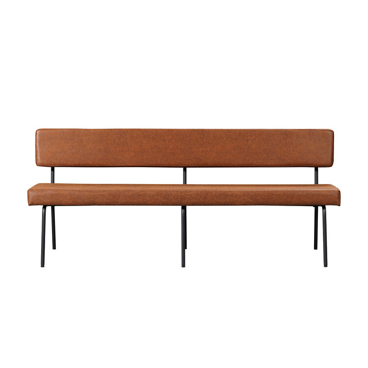 Industriële eetkamerbank Espen cognac eco-leer 190 cm