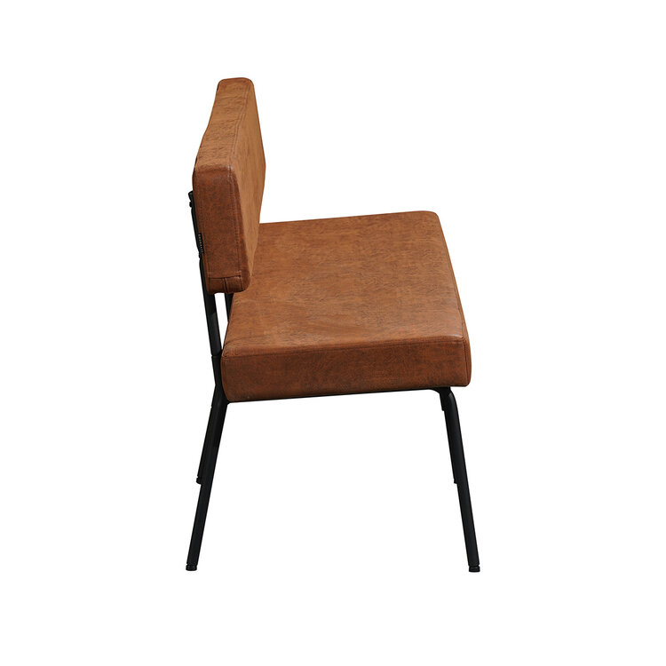 Industriële eetkamerbank Espen cognac eco-leer 190 cm