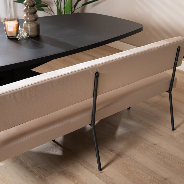 Velvet eetkamerbank Espen taupe 190 cm