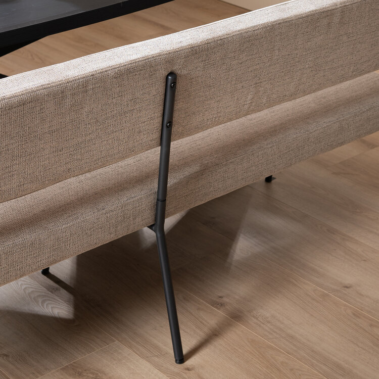 Scandinavische eetkamerbank Espen taupe gerecyclede stof 190 cm