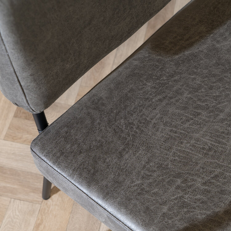 Industriële eetkamerbank Espen antraciet eco-leer 190 cm