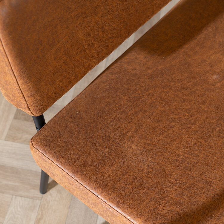 Industriële eetkamerbank Espen cognac eco-leer 190 cm