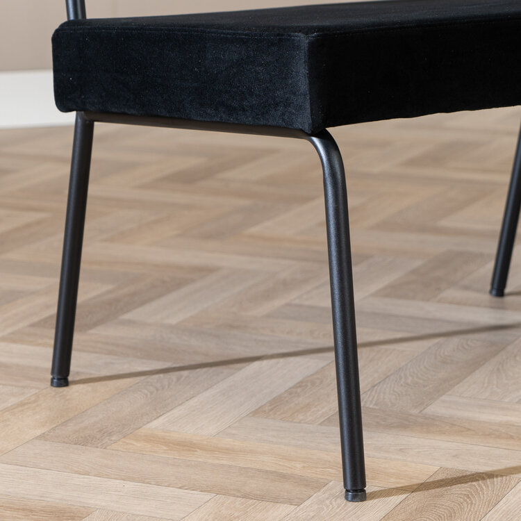Velvet eetkamerbank Espen zwart 190 cm