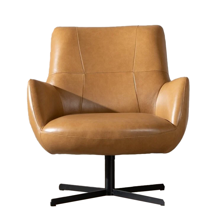 Fauteuil Stella draaibaar leer cognac