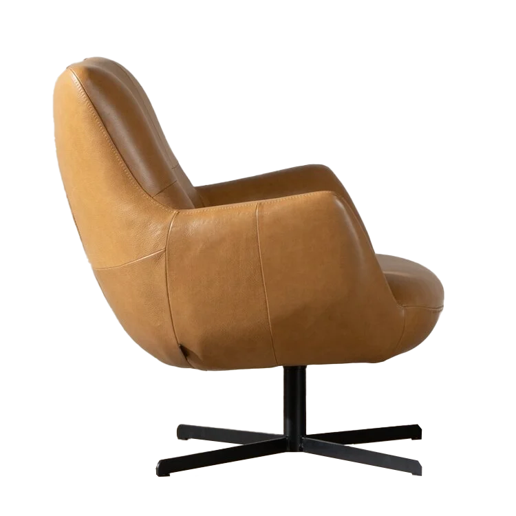 Fauteuil Stella draaibaar leer cognac
