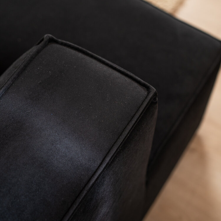 Velvet hoekbank Memphis zwart links