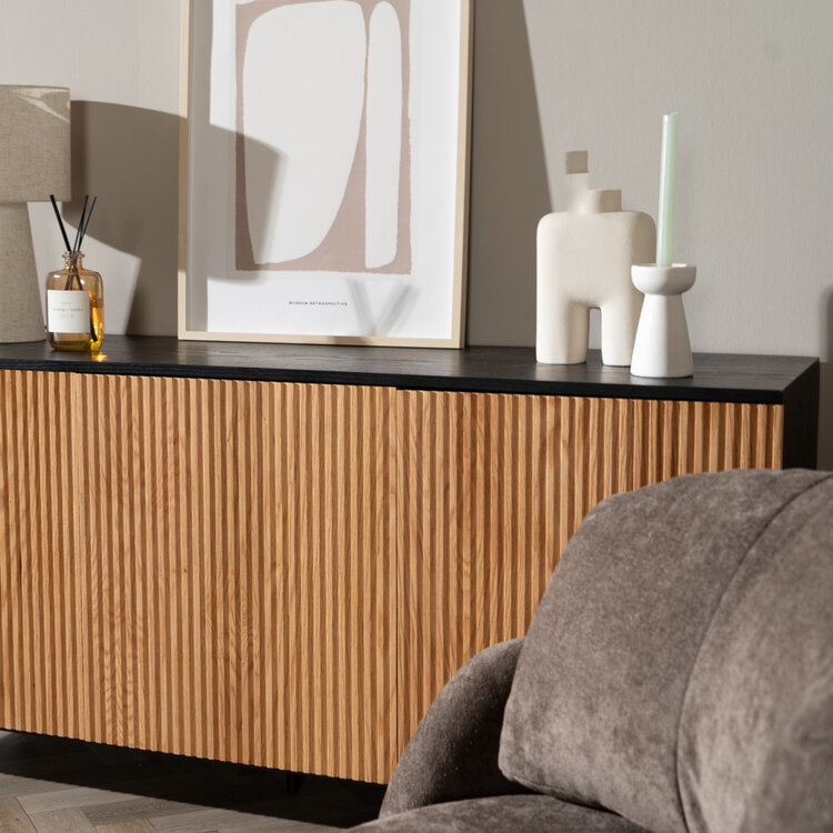 Dressoir Haley zwart/blank eiken 160 cm