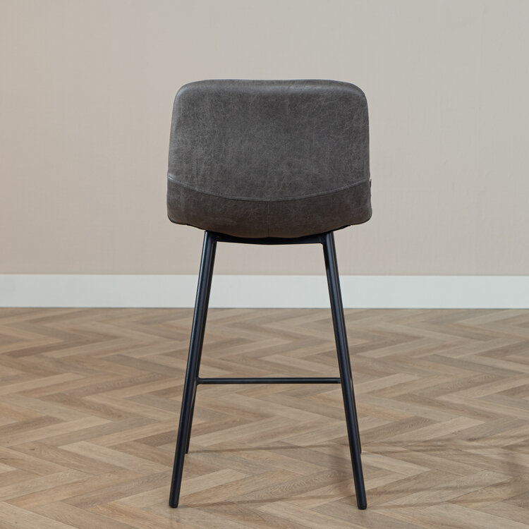 Industriële barkruk Mikky antraciet eco-leer 65-78 cm