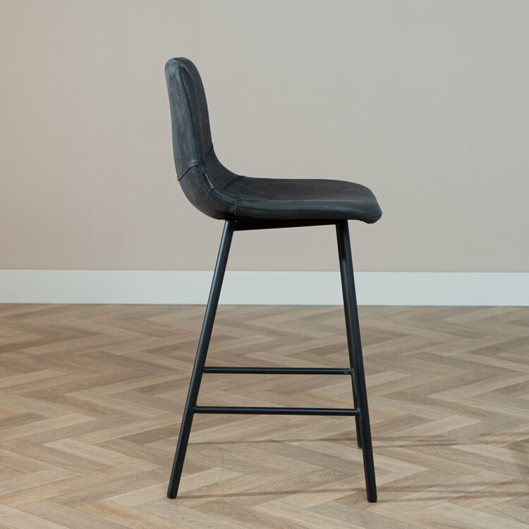 Industriële barkruk Mikky zwart/antraciet eco-leer 65-78 cm