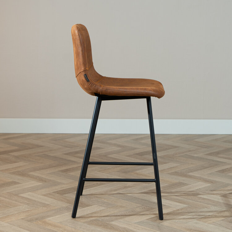 Industriële barkruk Mikky cognac eco-leer 65-78 cm