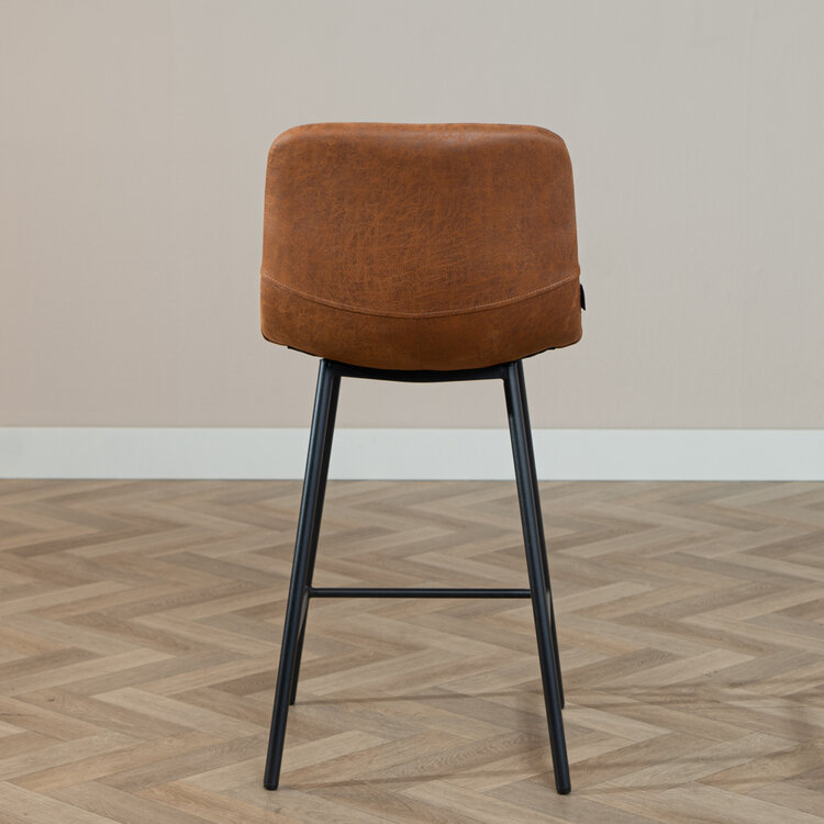 Industriële barkruk Mikky cognac eco-leer 65-78 cm