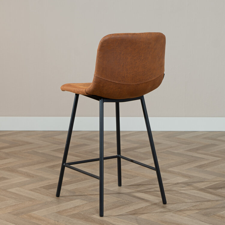 Industriële barkruk Mikky cognac eco-leer 65-78 cm