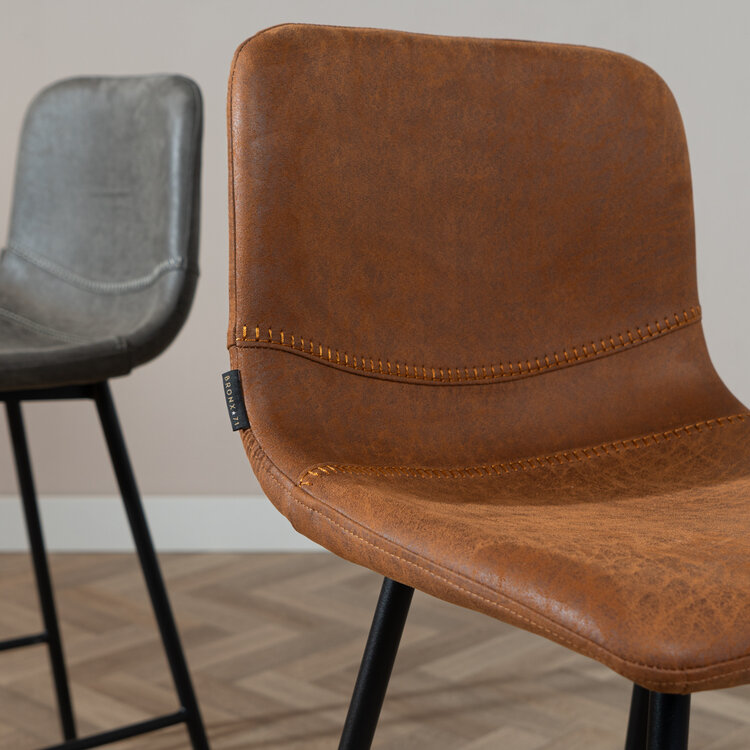 Industriële barkruk Mikky cognac eco-leer 65-78 cm