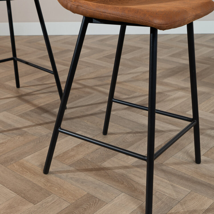Industriële barkruk Mikky cognac eco-leer 65-78 cm