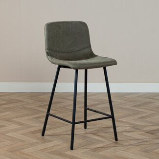 Industriële barkruk Mikky olijfgroen eco-leer 65-78 cm
