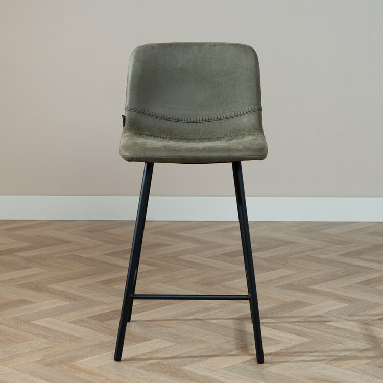 Industriële barkruk Mikky olijfgroen eco-leer 65-78 cm