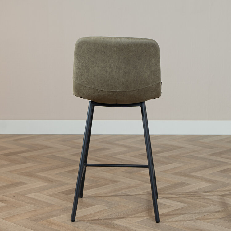 Industriële barkruk Mikky olijfgroen eco-leer 65-78 cm