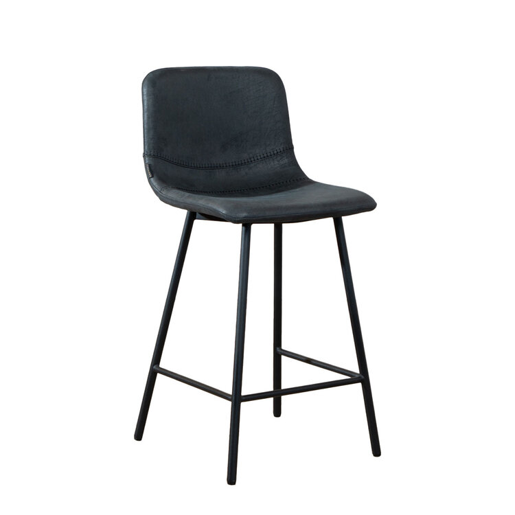 Industriële barkruk Mikky zwart/antraciet eco-leer 65-78 cm