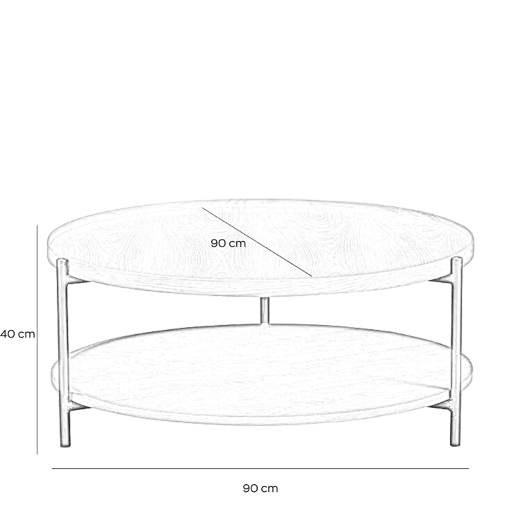 Salontafel Rio Ø90 cm zwart eiken