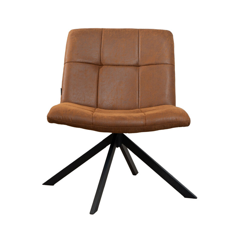 Industriële fauteuil Eevi cognac eco-leer