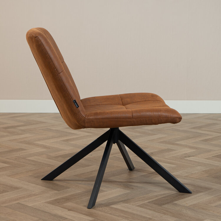 Industriële fauteuil Eevi cognac eco-leer