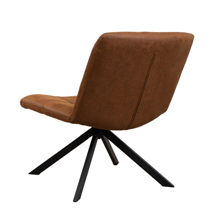 Industriële fauteuil Eevi cognac eco-leer