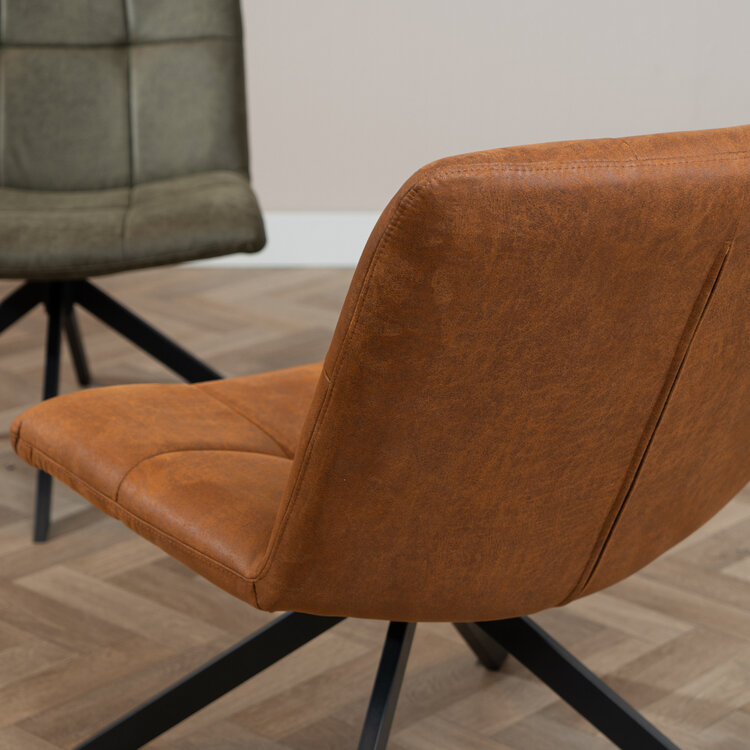 Industriële fauteuil Eevi cognac eco-leer